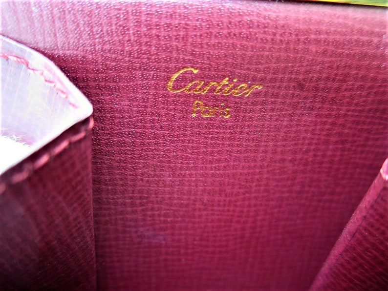 CARTIER COIN PURSE, Classic Burgundy with Golden Finish, Cartier Box & Certificate, Cartier Wallet, Leather Goods, Coin Pouch, Change Purse image 6