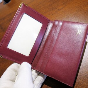 CARTIER PASS/ID Holder, Burgundy Cowhide w Golden Appointments, Includes Cartier Box & Certificate, Cartier Wallet, Cartier Leather Goods afbeelding 2