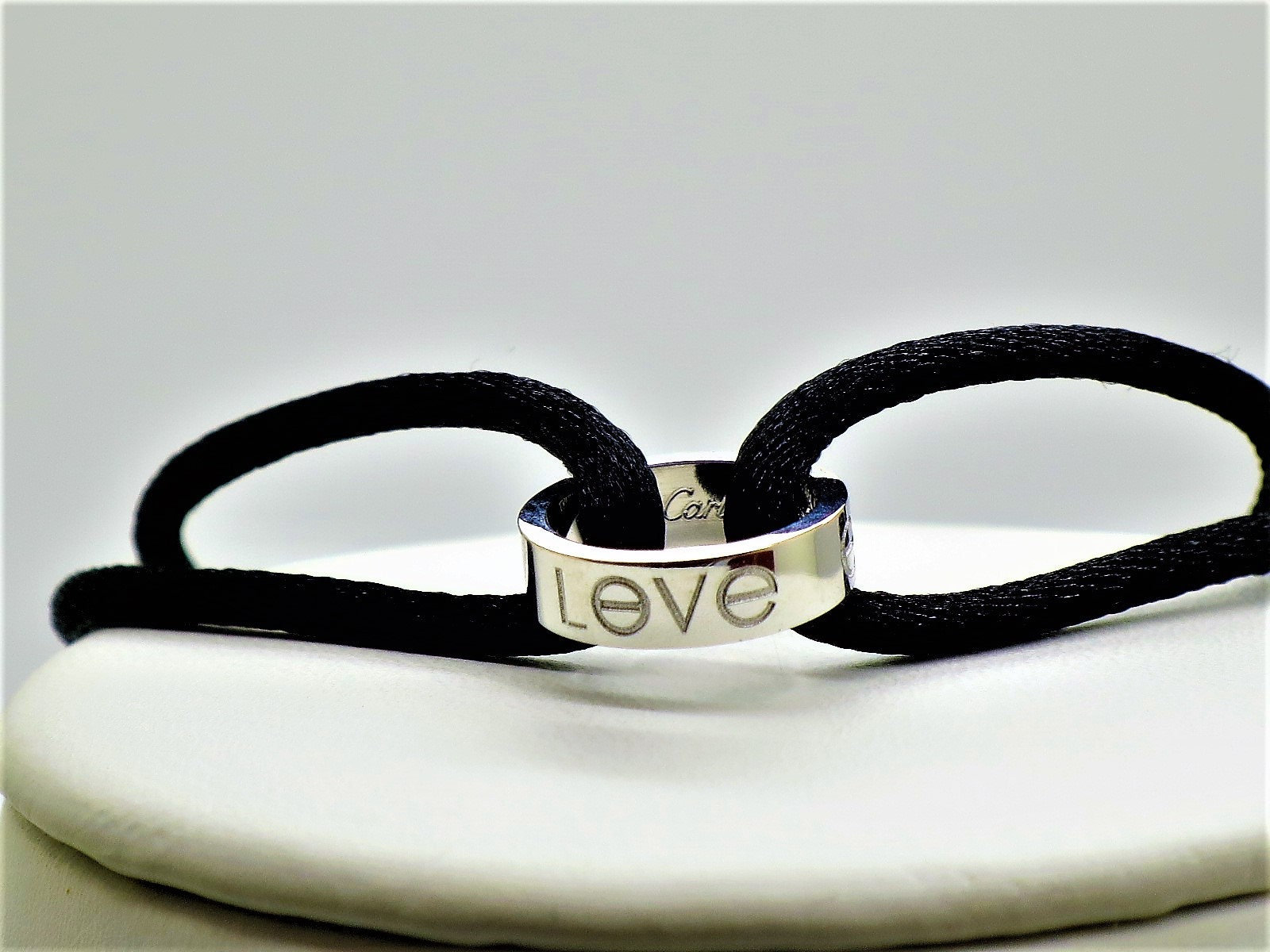 AUTHENTIC CARTIER LOVE 18kt White Gold Mini Ring Charm on Cord