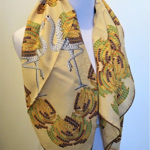 CARTIER SCARF, "Les Flamants" Motif, 100% Silk, Made in Italy, Cartier Tag & Red Box, Cartier Foulard Soie, Vintage Scarf, Luxury Scarves image 3