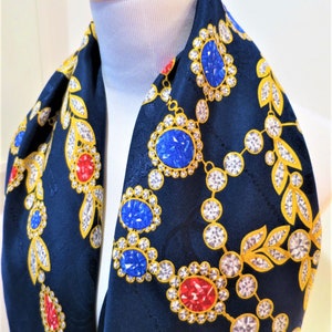 CARTIER SCARF, "Patiala" Edition, 100% Silk w Cartier Tag & Box, Made in France, Cartier Foulard Soie, Vintage Scarf 画像 4