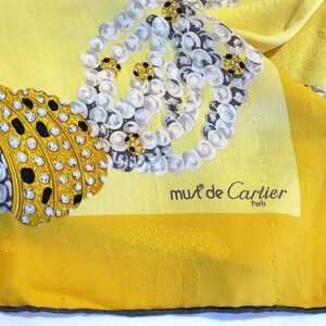 VINTAGE CARTIER SILK SCARF IN PANTHERE ROYALE YELLOW