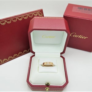 CARTIER LOVE BAND, Size 5.5 (50), 18kt Rose Gold w Diamond, Original Box & Certificate, ref. B4050700, ref. B4050750, Gifts for Her, Rings image 2