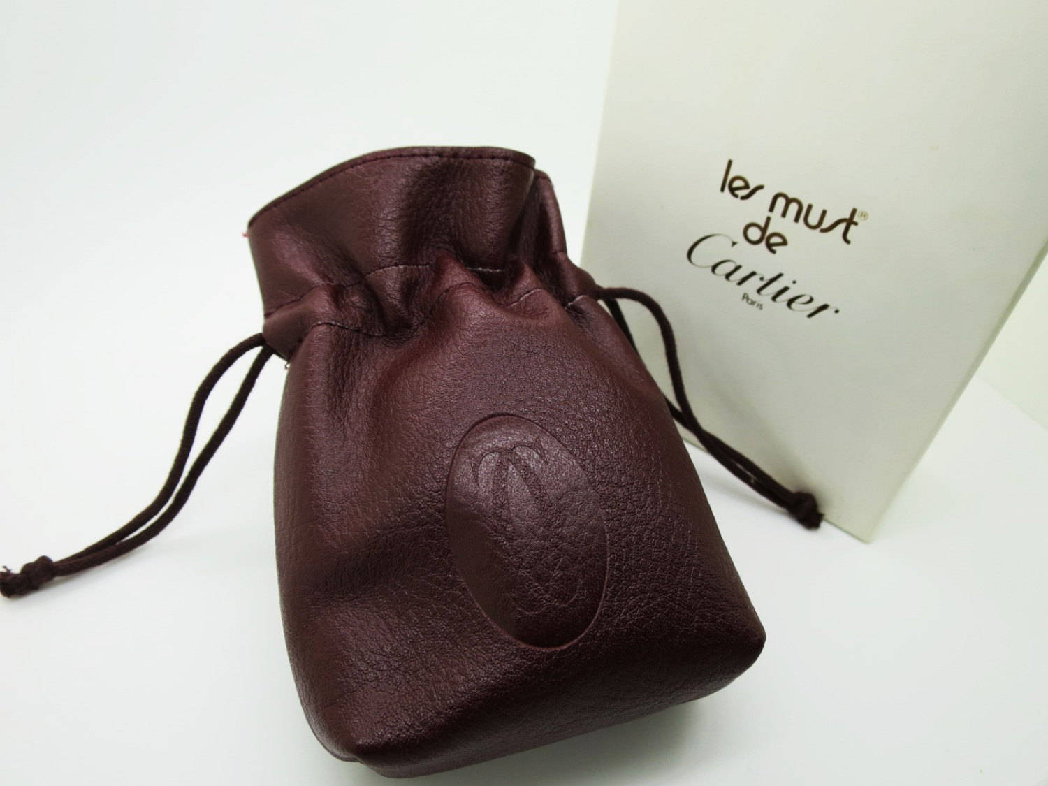 AUTHENTIC CARTIER POUCH in Burgundy Cowhide With Original Box Wallets Handbags Coin Pouch or Jewelry Pouch Etsy
