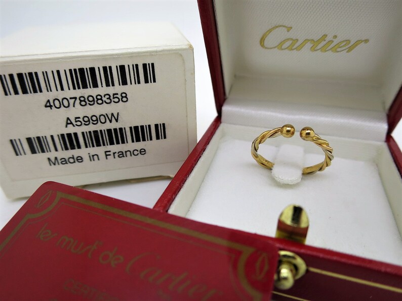 CARTIER TWIST Ring, Size 50 (5.5 US), Trinity Ring with Cartier Box & Certificate, 18kt Yellow, White + Rose Gold, Stackable Ring, Midi-Ring image 3
