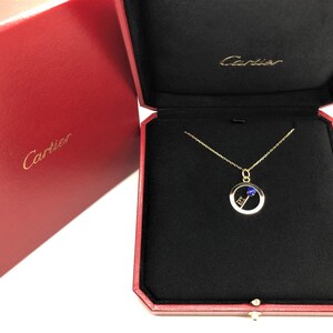 CARTIER VINTAGE PENDANT w Chain, "Key to My Heart" Motif, Cartier Paperwork & Box, Cartier Necklace, 18kt Yellow Gold, Lapis Lazuli, image 2
