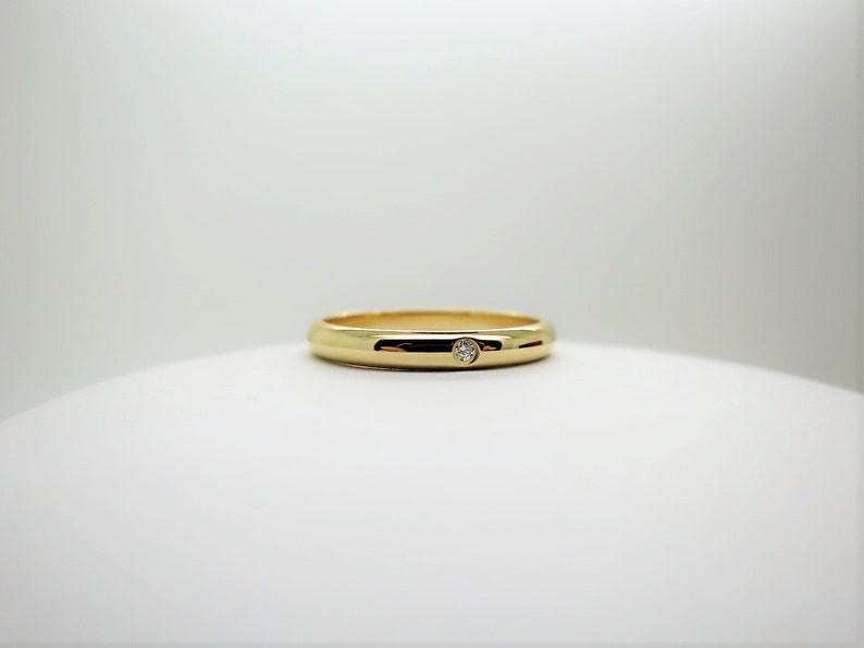 CARTIER WEDDING Ring, Size 51 (5.75 US) 2.5mm Yellow Gold & Diamond Band, Cartier B4057700, Cartier 1895 Ring w Certificate, Stackable Rings 画像 5