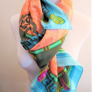 CARTIER SCARF, "Le Baiser du Dragon" Edition, 100% Silk, Handstitched Hem, with Cartier Tag, Cartier Foulard Soie, Vintage Scarf, Dragons image 4