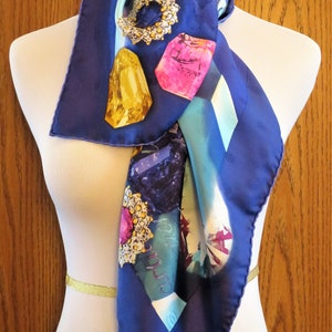 CARTIER SCARF, "Florals & Jewels" Motif, 100% Silk with Cartier Tag and Box, Cartier Foulard Soie, Vintage Scarves, Luxury Scarves
