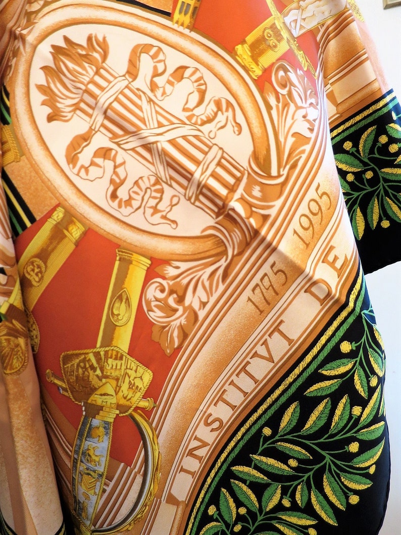 CARTIER SCARF, "Institut de France 200 Année", 100% Silk, Includes Cartier Red Box, Cartier Foulard Soie, Vintage Scarf, Luxury Scarves image 3