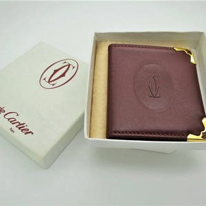 CARTIER PICTURE HOLDER in Classic Burgundy with Gilt Detail Includes Cartier Pouch and Box
