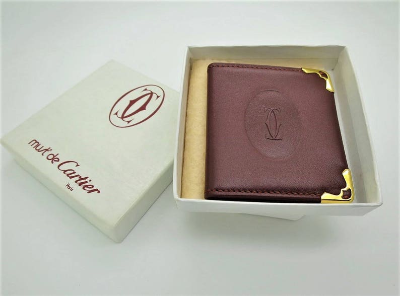 CARTIER PICTURE HOLDER in Classic Burgundy with Gilt Detail Includes Cartier Pouch and Box