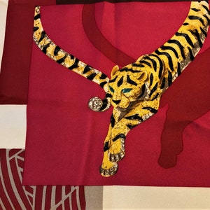 CARTIER SCARF, "Inde Mystérieuse" Tiger Decor, 100% Silk, Cartier Tag & Certificate, Cartier Foulard Soie, Vintage Scarf, Cartier Panther image 4