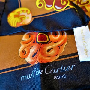 CARTIER SCARF, "Le Baiser du Dragon" Edition, 100% Silk, Includes Cartier Tag & Certificate, Cartier Red Box, Foulard Soie, Vintage Scarves image 3