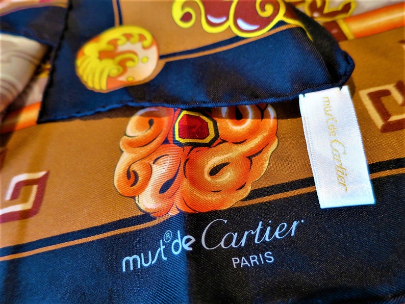 CARTIER SCARF, "Le Baiser du Dragon" Edition, 100% Silk, Includes Cartier Tag & Certificate, Cartier Red Box, Foulard Soie, Vintage Scarves image 3