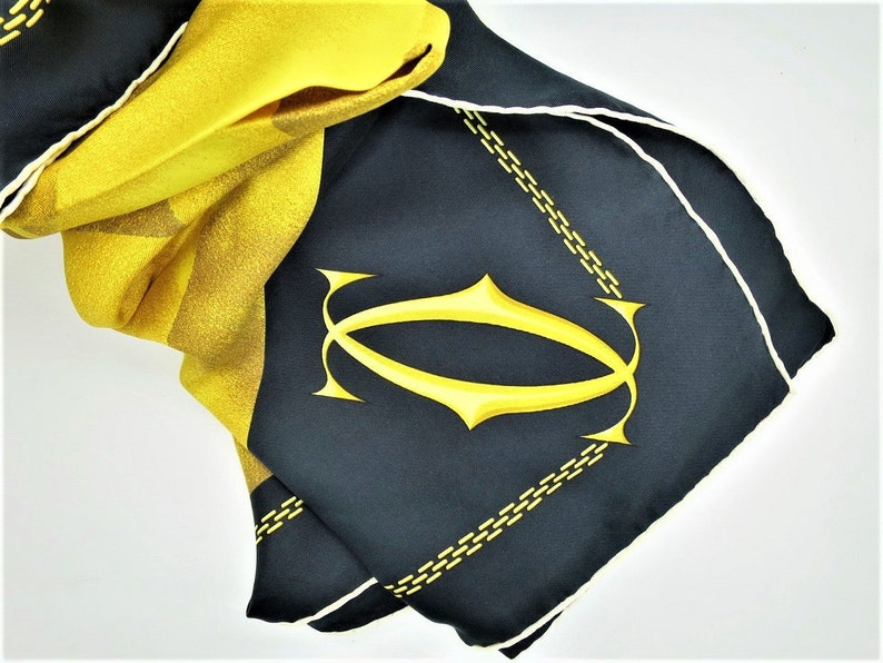 CARTIER SCARF, "Facets" Model, 100% Silk, Made in Italy, Cartier Foulard Soie, Vintage Scarf image 1