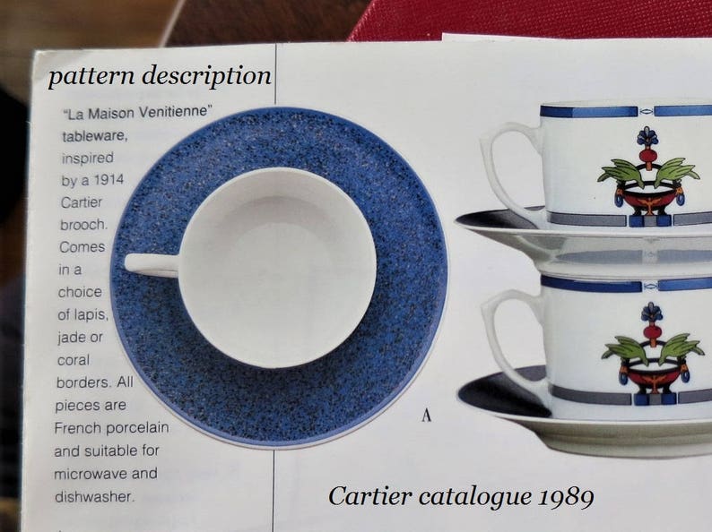 CARTIER (2) CUP & SAUCER, Vintage Cartier, "La Maison Venitienne" Porcelain in Jade Green, Fine China, Limoges China, Gifts for Her image 9