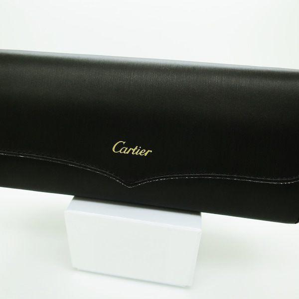 AUTHENTIC CARTIER GLASSES Case from the Cartier Eyewear Collection with Gold Signature on Black