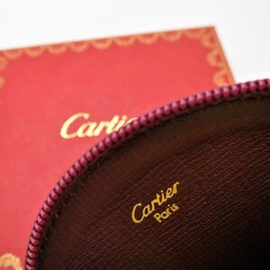 CARTIER COIN PURSE in Bordeaux Cowhide with Zipper includes Cartier Red Box and Certificate