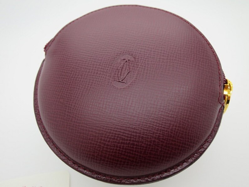 CARTIER COIN PURSE in Bordeaux Cowhide with Zipper includes Cartier Red Box and Certificate