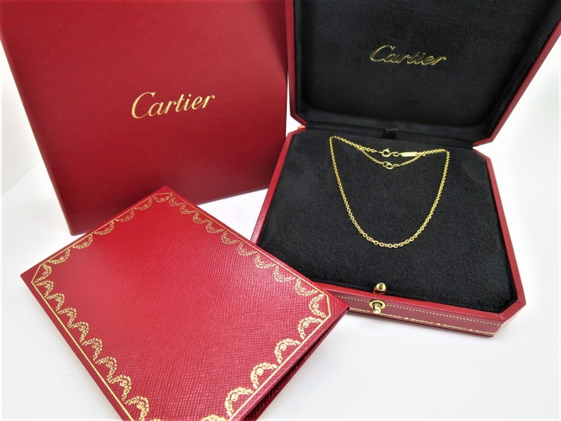 CARTIER CHAIN, 18kt Yellow Gold, 16 Inches Long, Secure Mid-Weight Gauge for Pendants, Cartier Box & Certificate, Cartier Necklace image 7