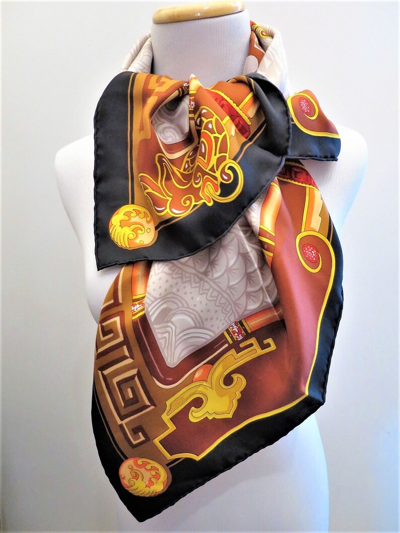 CARTIER SCARF, "Le Baiser du Dragon" Edition, 100% Silk, Includes Cartier Tag & Certificate, Cartier Red Box, Foulard Soie, Vintage Scarves image 6