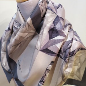 CARTIER SCARF, "Tank Ring" Motif, 100% Silk with Tag, Made in Italy, Vintage Scarf image 4