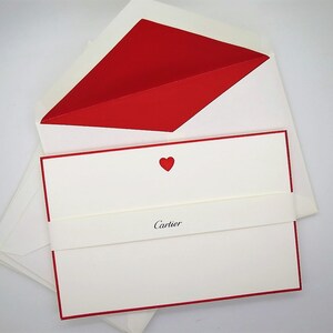 CARTIER STATIONERY, "Ruby Heart" Motif, Set of 9 w Envelopes & Box, Cartier Note Cards, Cartier Writing Paper, Luxury Paper, Fine Stationery image 8