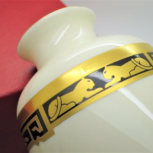CARTIER VASE, "La Maison de l'Art Deco" Motif w 24kt Gold, Limoges Porcelain for Cartier, Cartier Panther, Egyptian Revival, Luxury Decor image 2