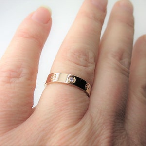 CARTIER LOVE BAND, Size 5.5 (50), 18kt Rose Gold w Diamond, Original Box & Certificate, ref. B4050700, ref. B4050750, Gifts for Her, Rings image 6