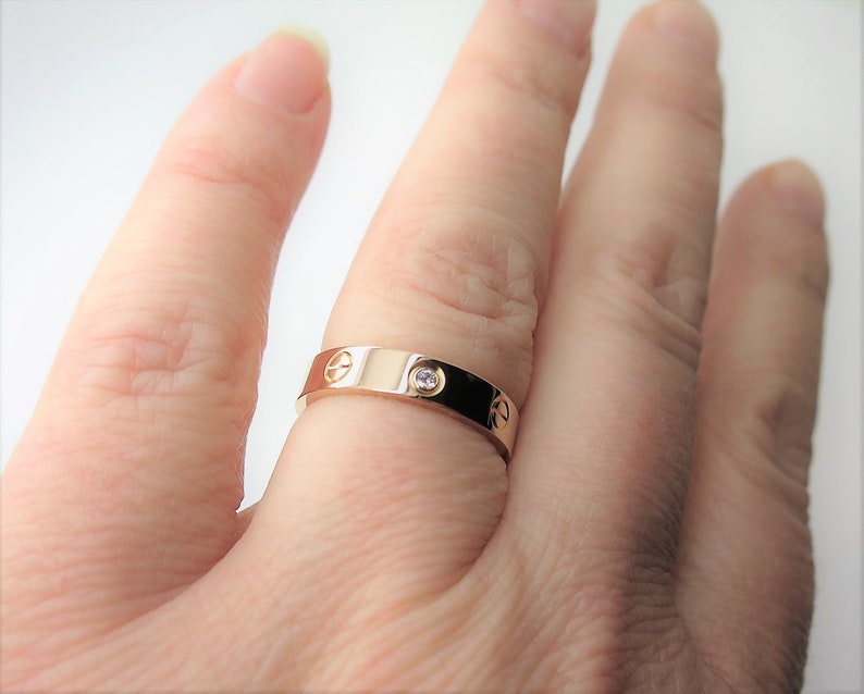 CARTIER LOVE BAND, Size 5.5 (50), 18kt Rose Gold w Diamond, Original Box & Certificate, ref. B4050700, ref. B4050750, Gifts for Her, Rings image 6