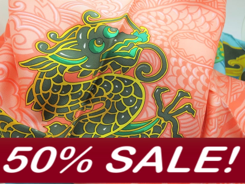 CARTIER SCARF, "Le Baiser du Dragon" Edition, 100% Silk, Handstitched Hem, with Cartier Tag, Cartier Foulard Soie, Vintage Scarf, Dragons image 1