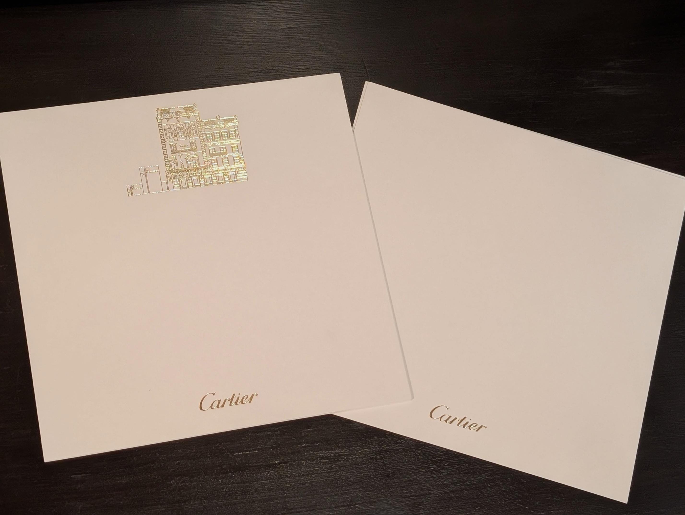 Cartier Note Cards, Set of 10 Gold Imprint Panther + Box Design