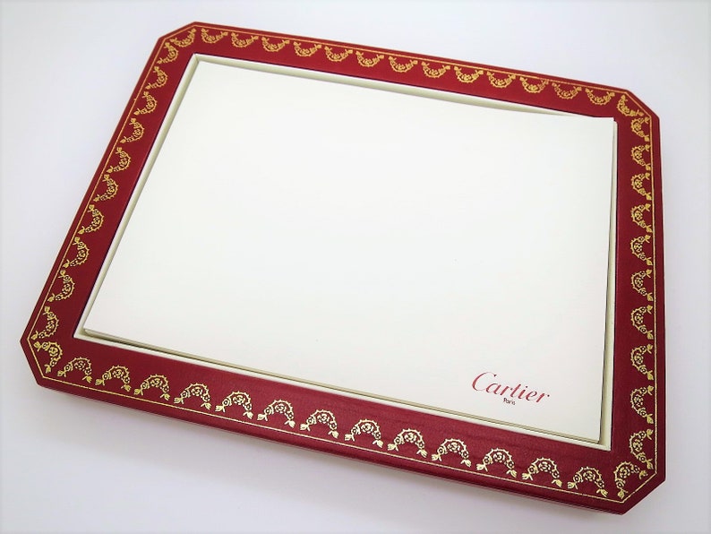 CARTIER DESK TRAY & Paper, Cartier Collector Tray, Cartier Stationery, Cartier Paper, Cartier Writing Instruments, Cartier Red, Office Gift image 1