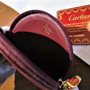 CARTIER COIN PURSE, Burgundy Cowhide w Golden Appointments, Cartier Box w Booklet & Certificate, Cartier Wallet, Leather Goods, Coin Pouch image 8