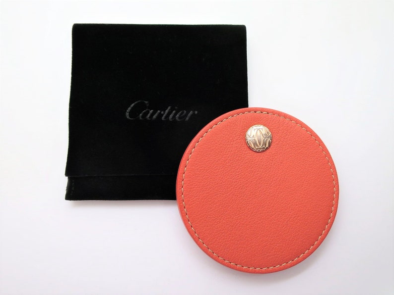 CARTIER MIRROR, Small Hand Mirror, Compact Style for Purse or Briefcase with Cartier Box & Certificate image 4