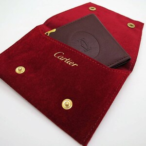CARTIER PICTURE HOLDER in Classic Burgundy with Gilt Detail Includes Cartier Pouch and Box