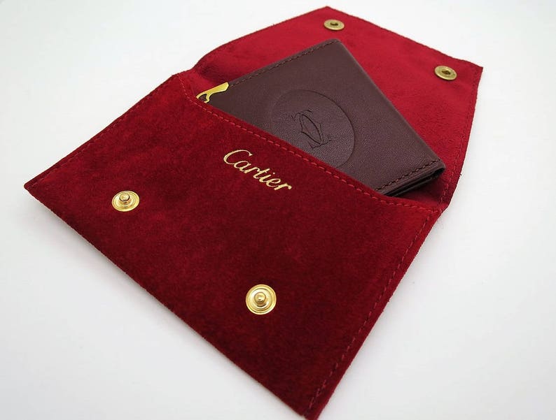 CARTIER PICTURE HOLDER in Classic Burgundy with Gilt Detail Includes Cartier Pouch and Box