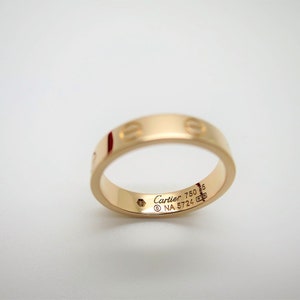 CARTIER LOVE BAND, Size 7.5 (55), 18kt Rose Gold w Diamond, Cartier Box & Certificate, Cartier B4050700, Cartier B4050755, Pink Gold Love afbeelding 4