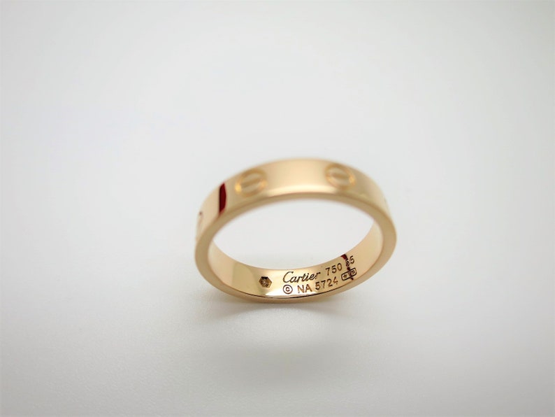 CARTIER LOVE BAND, Size 7.5 (55), 18kt Rose Gold w Diamond, Cartier Box & Certificate, Cartier B4050700, Cartier B4050755, Pink Gold Love afbeelding 4
