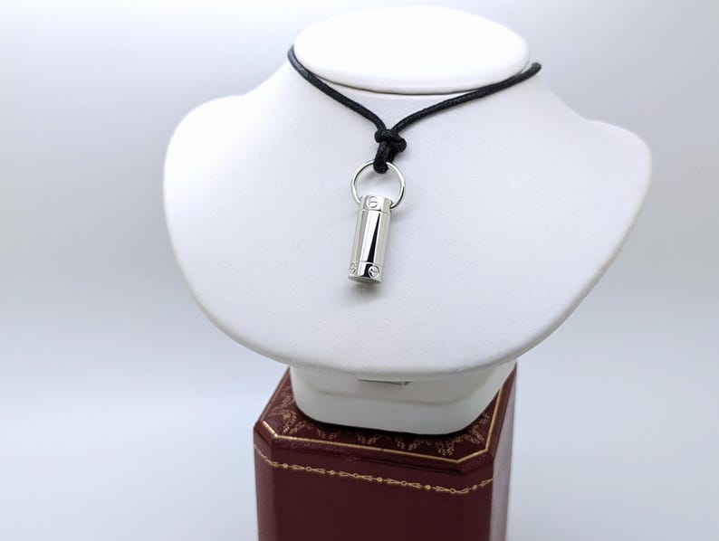 Classic CARTIER LOVE Screwdriver Pendant in 18kt White Gold with Paris Certificate of Authenticity and Red Necklace Box.