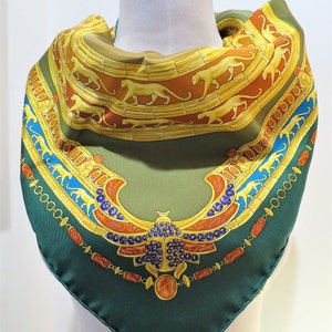 CARTIER SCARF, "L'Égypte" Edition, 100% Silk, Includes Cartier Tag, Box & Certificate, Made in France, Cartier Foulard Soie, Vintage Scarf image 4