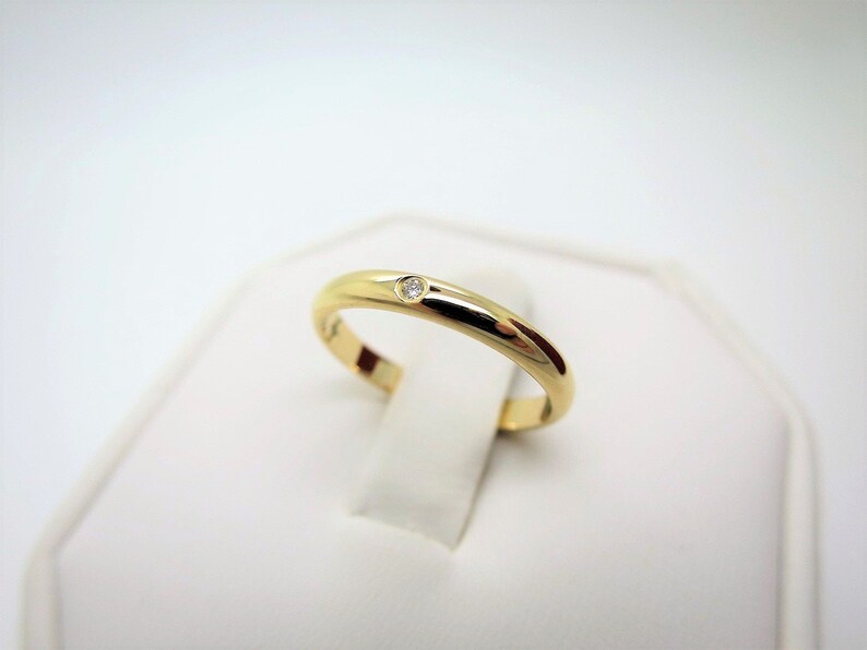 CARTIER WEDDING Ring, Size 51 (5.75 US) 2.5mm Yellow Gold & Diamond Band, Cartier B4057700, Cartier 1895 Ring w Certificate, Stackable Rings 画像 1