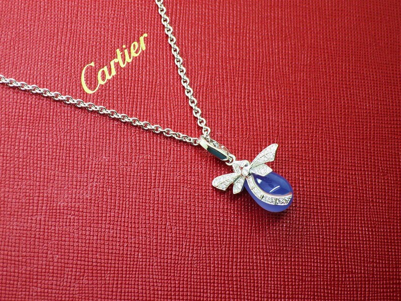 CARTIER PENDANT & CHAIN, "Dragonfly" Limited Edition of 60, 18kt w Lavender Blue Calcedony + Diamonds, Cartier Red Box, Cartier Paperwork image 10