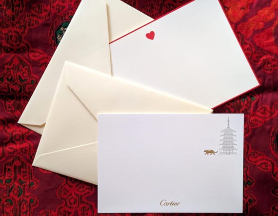Cartier Note Cards, Set of 12 Heart and Panther Design Refill Set