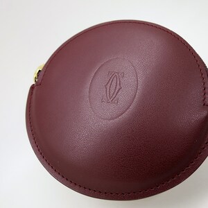 CARTIER COIN PURSE, Burgundy Cowhide w Golden Appointments, Cartier Box w Booklet & Certificate, Cartier Wallet, Leather Goods, Coin Pouch image 2