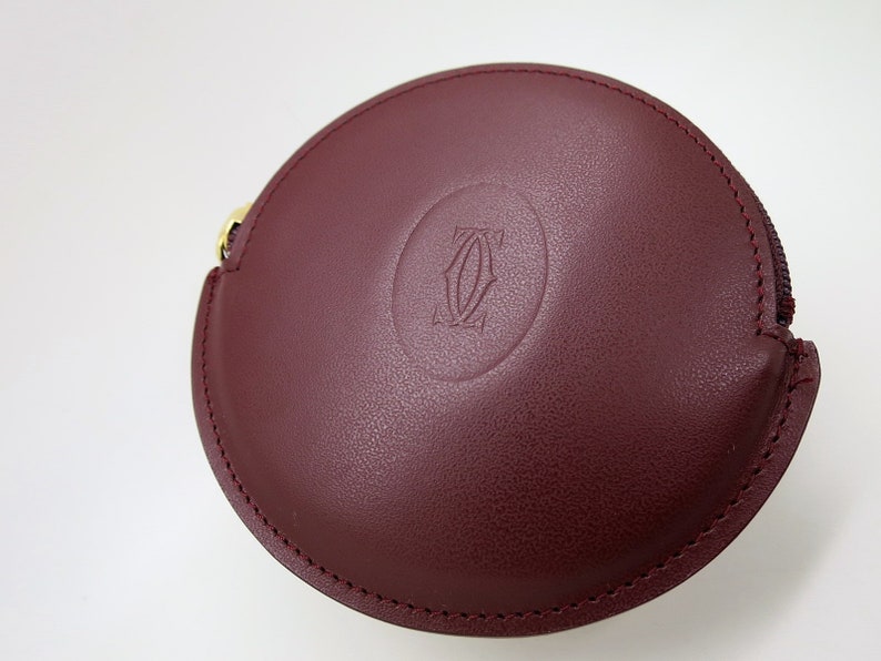 CARTIER COIN PURSE, Burgundy Cowhide w Golden Appointments, Cartier Box w Booklet & Certificate, Cartier Wallet, Leather Goods, Coin Pouch image 2