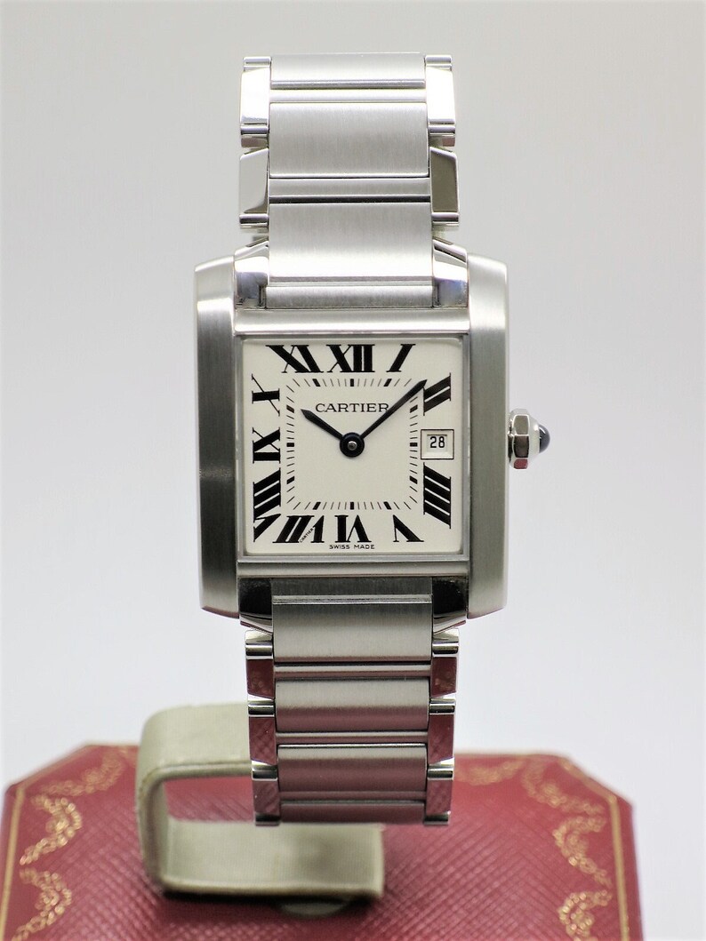 CARTIER TANK WATCH Medium Size Francaise Model in Satin Brushed Stainless Steel Absolutely Like New image 1