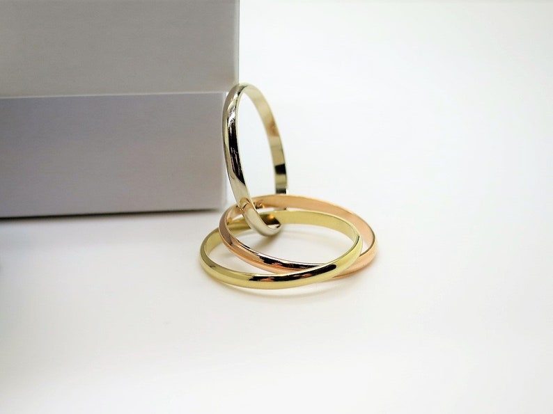 CARTIER XS Trinity Ring, 56 (7.5US), 18kt 3-Gold, Cartier Box & Certificate, Rings for Women, Stackable Rings, Bands For Men, Wedding Band image 9