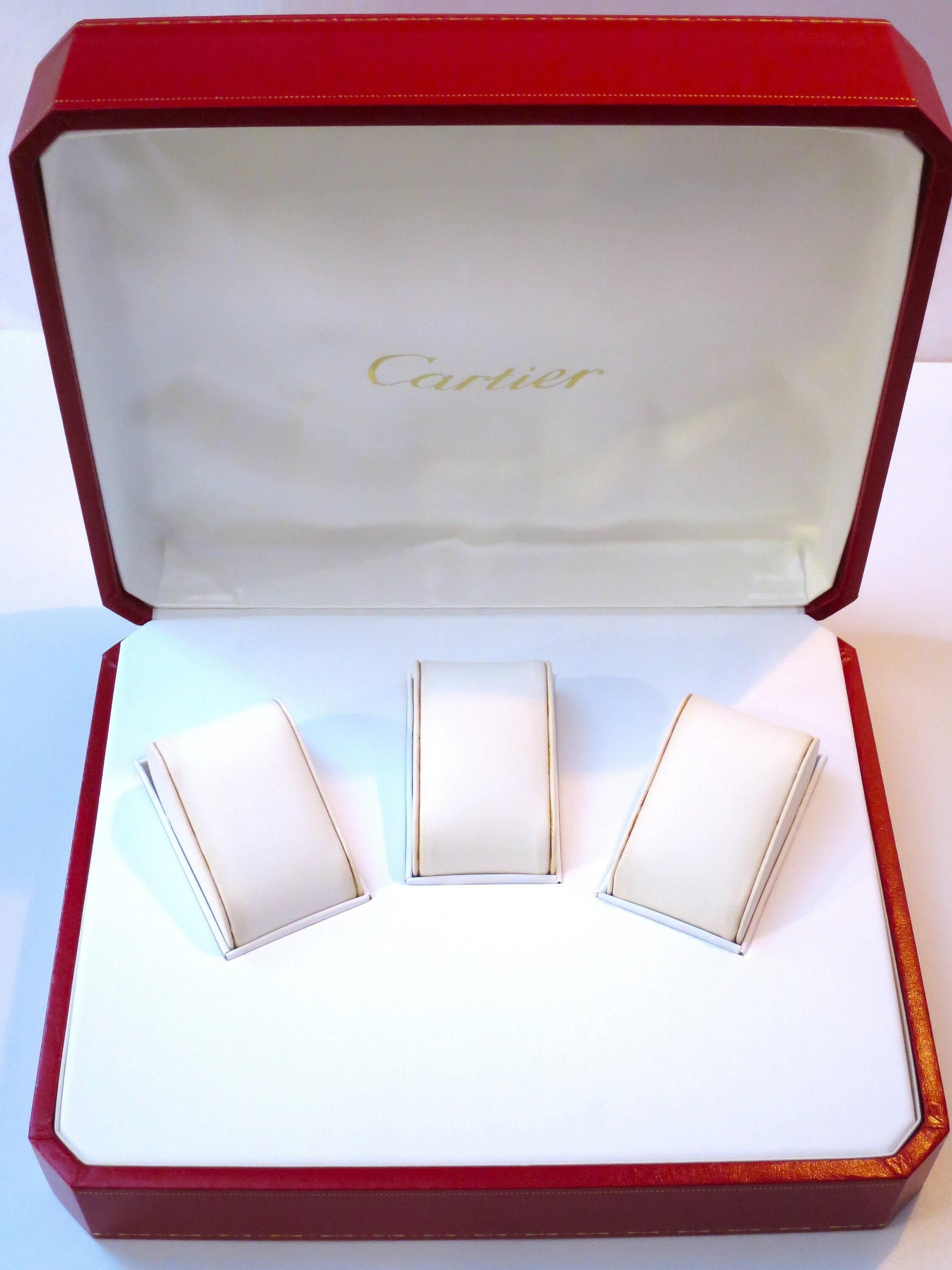 Vintage Cartier Watch Box, Red and Gold Display Case Circa 1980s
